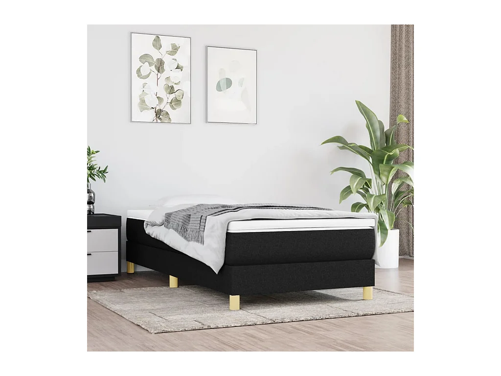 Lit simple | Lit adulte, enfant | Cadre de lit noir 90x190 cm tissu