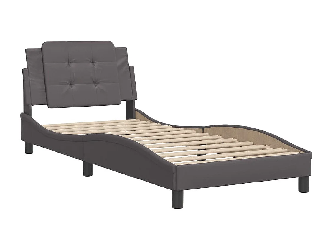 Lit simple | Lit adulte, enfant | Cadre de lit gris 100x200 cm similicuir