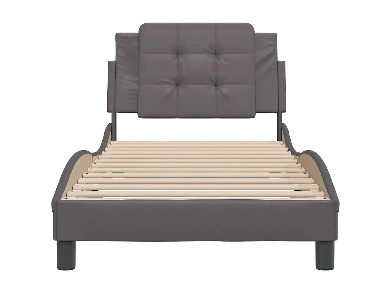 Lit simple | Lit adulte, enfant | Cadre de lit gris 100x200 cm similicuir