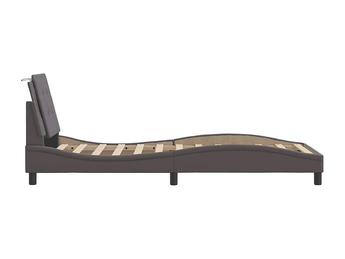Lit simple | Lit adulte, enfant | Cadre de lit gris 100x200 cm similicuir