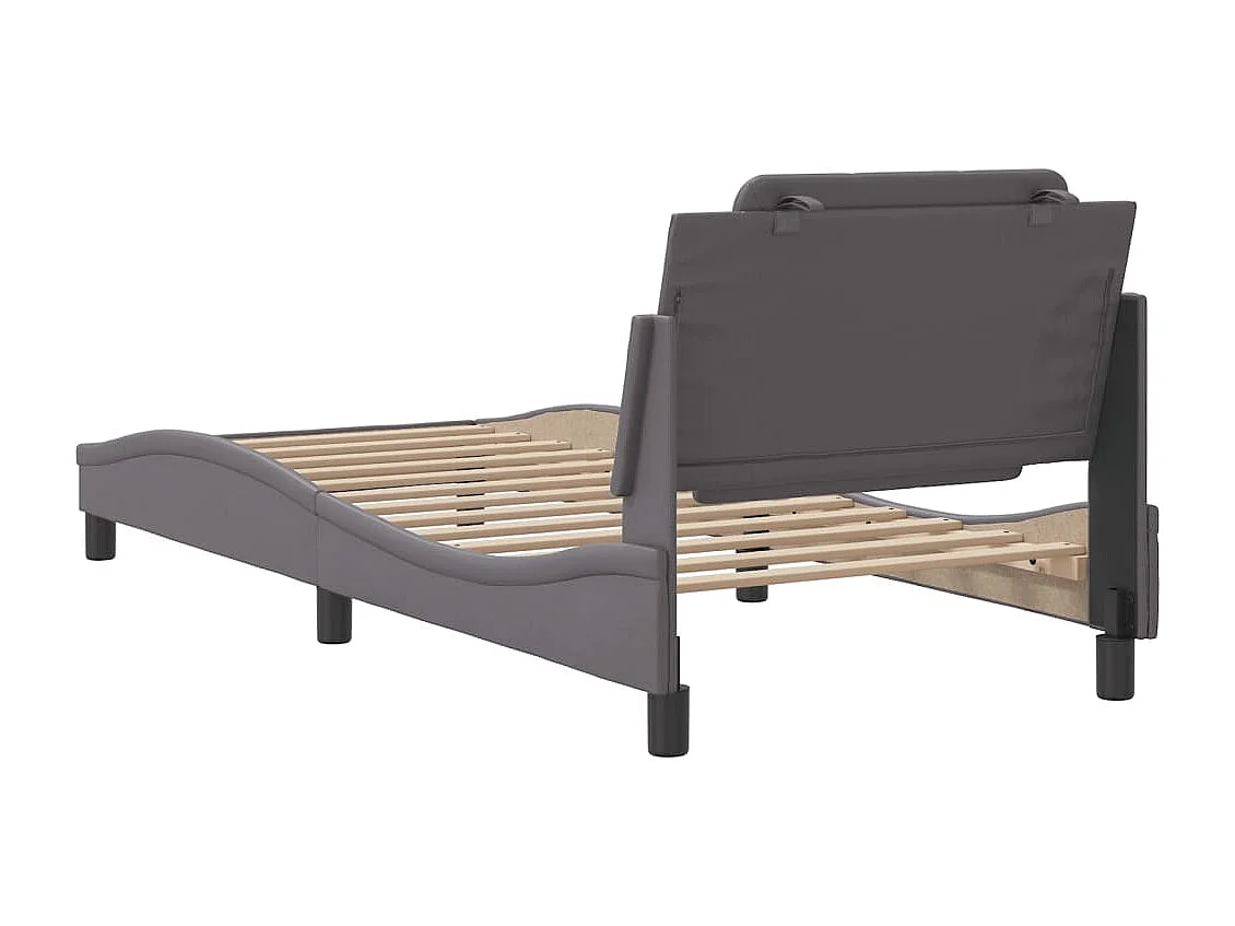 Lit simple | Lit adulte, enfant | Cadre de lit gris 100x200 cm similicuir
