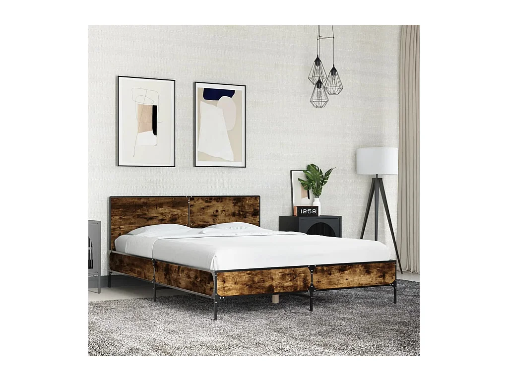 Lit double | Lit adulte | Cadre de lit chêne fumé 140x190 cm