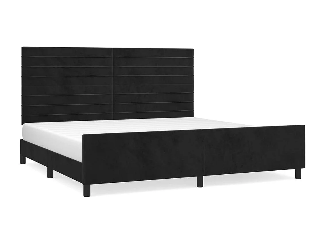 Lit double | Lit adulte | Cadre de lit noir 200x200 cm velours