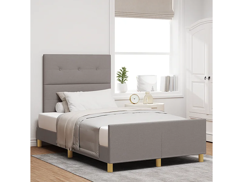 Lit simple | Lit adulte, enfant | Cadre de lit avec tête de lit Taupe 120x200 cm tissu
