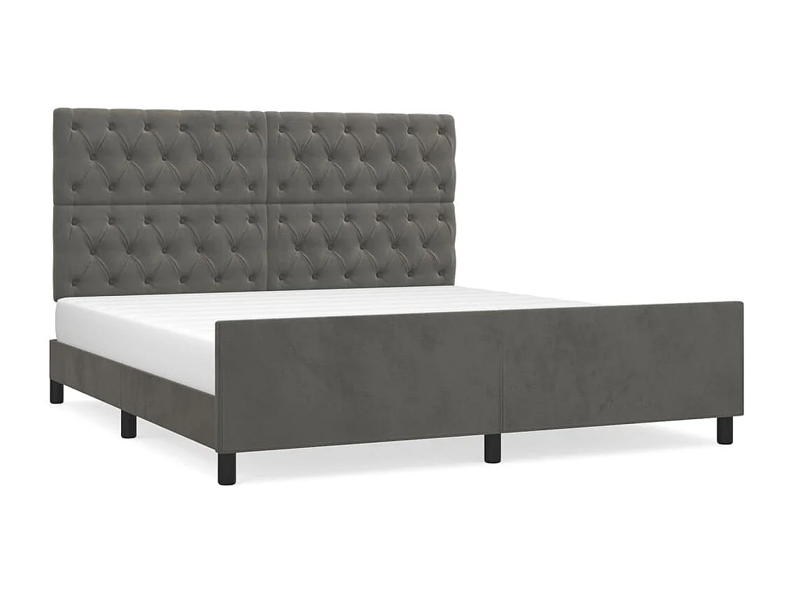 Lit double | Lit adulte | Cadre de lit gris foncé 160x200 cm velours