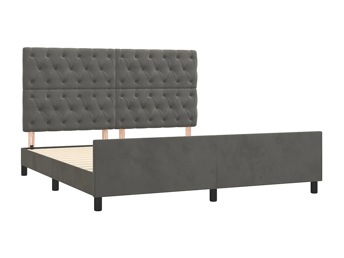Lit double | Lit adulte | Cadre de lit gris foncé 160x200 cm velours
