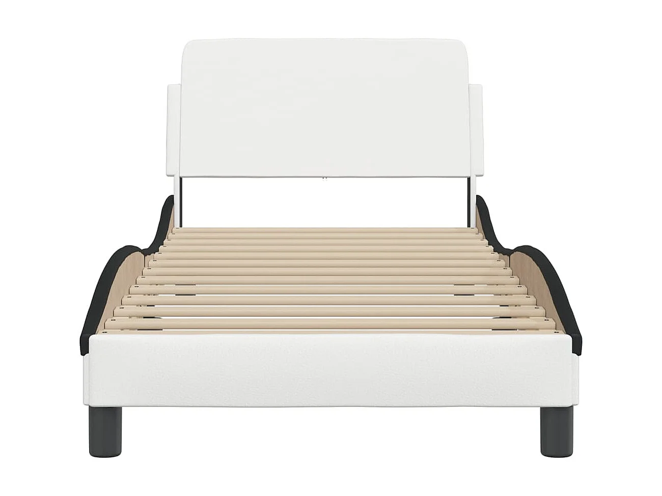 Lit simple | Lit adulte, enfant | Cadre de lit blanc et noir 80x200 cm similicuir