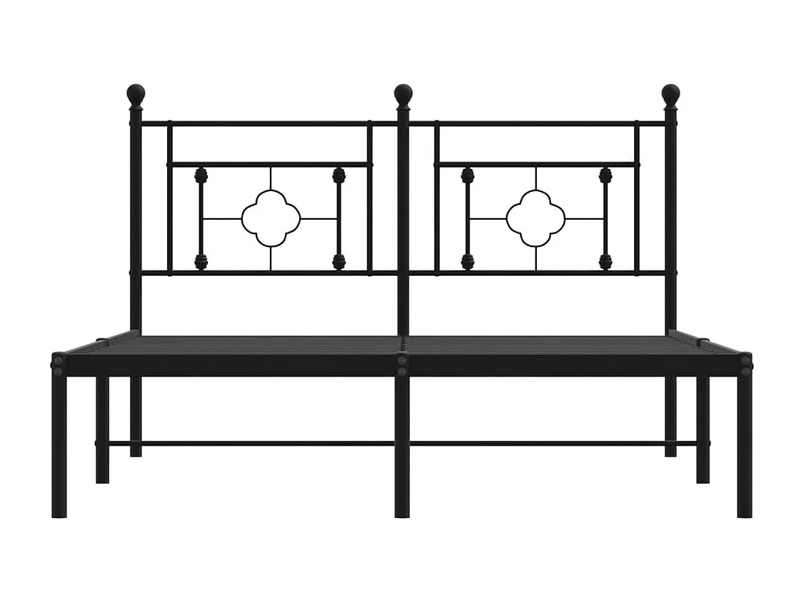 Lit double | Lit adulte | Cadre de lit métal avec tête de lit noir 140x190cm
