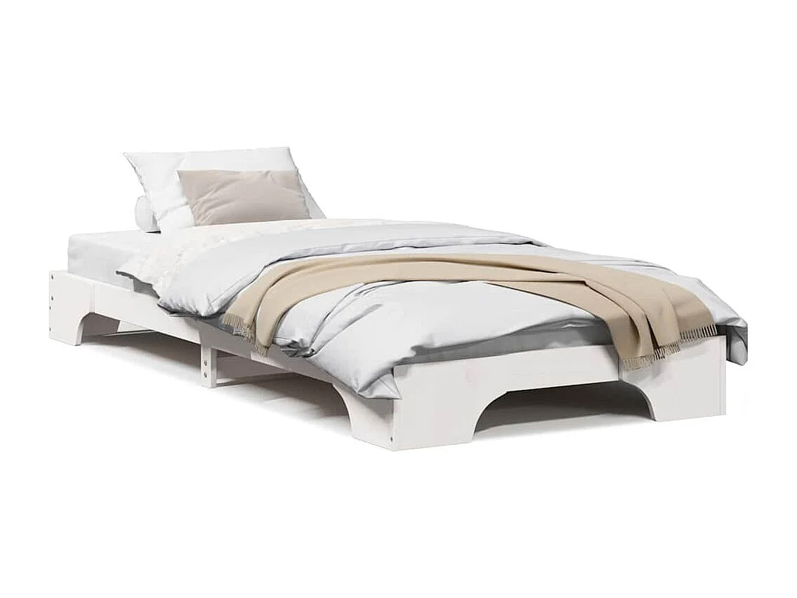 Lit simple | Lit adulte, enfant | Cadre de lit Blanc 90x190 cm en pin massif