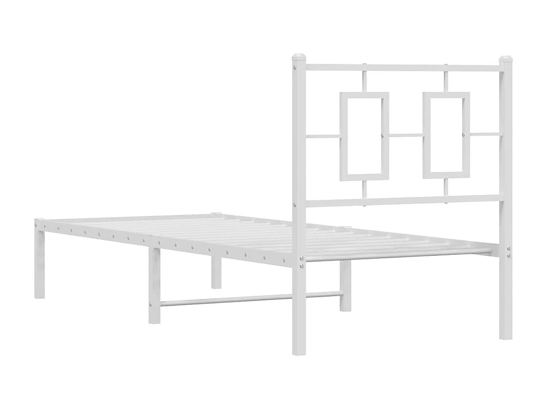 Lit simple | Lit adulte, enfant | Cadre de lit métal avec tête de lit blanc 75x190cm