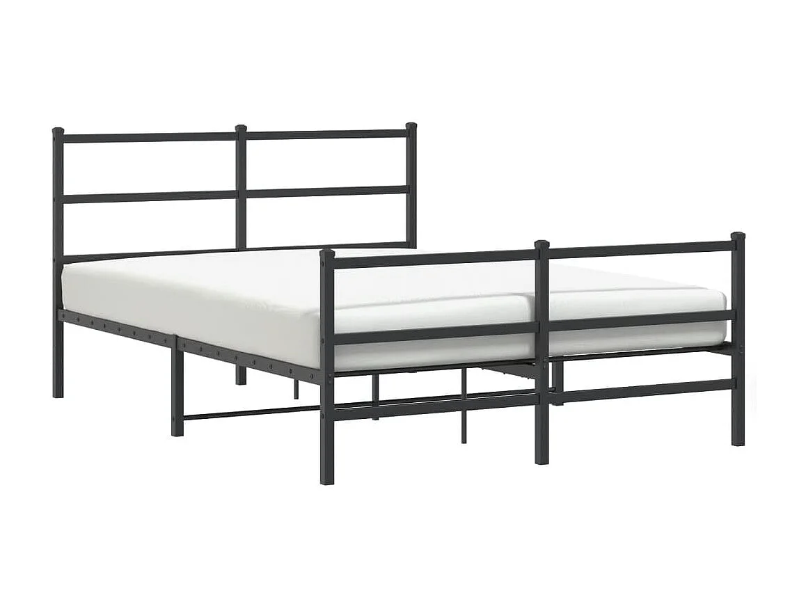 Lit double | Lit adulte | Cadre de lit métal avec pied de lit noir 135x190cm