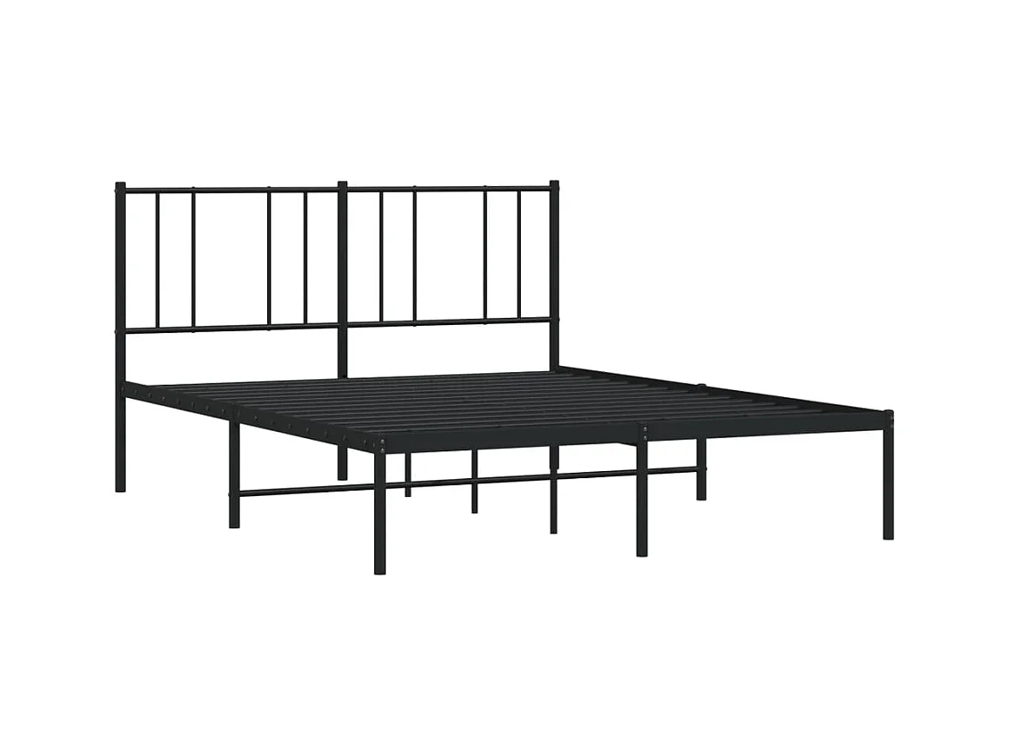 Lit double | Lit adulte | Cadre de lit métal avec tête de lit noir 140x190cm