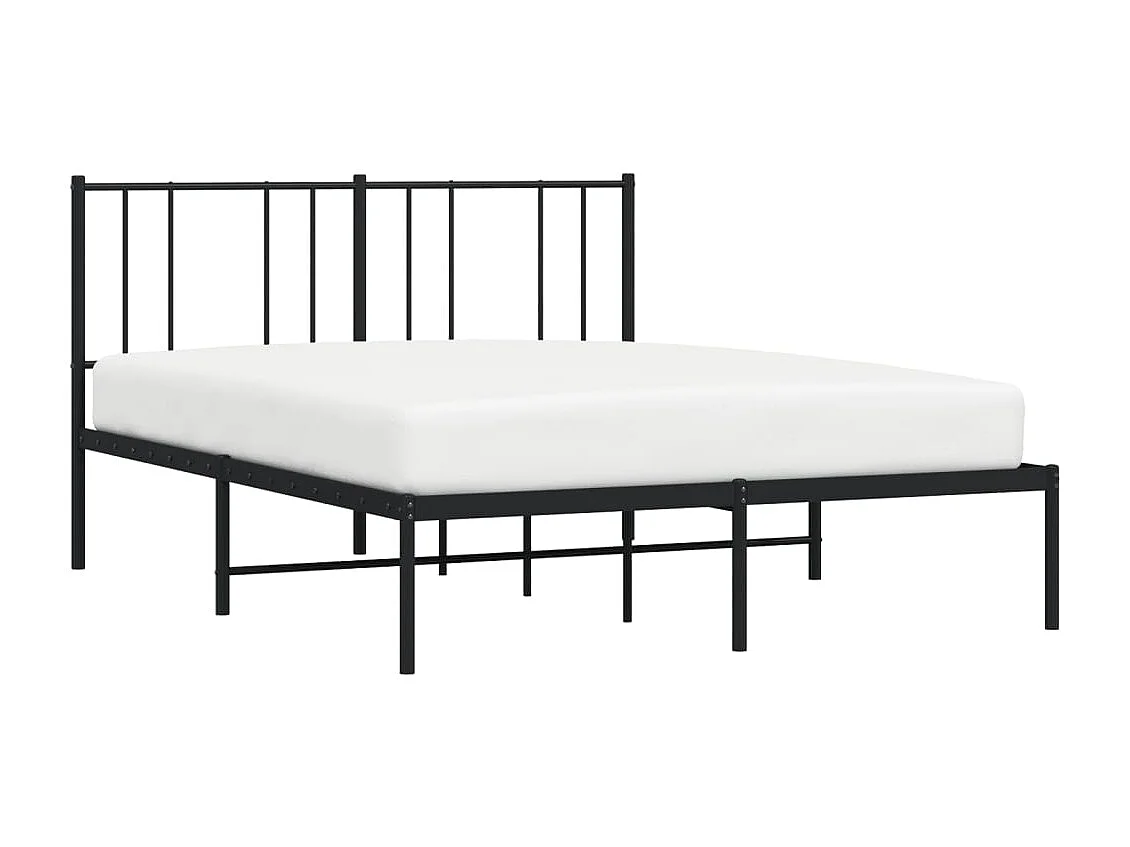 Lit double | Lit adulte | Cadre de lit métal avec tête de lit noir 140x190cm