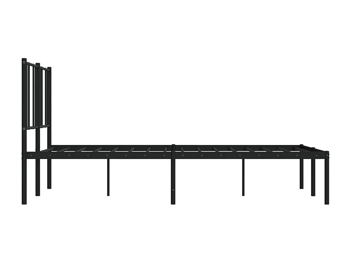 Lit double | Lit adulte | Cadre de lit métal avec tête de lit noir 140x190cm
