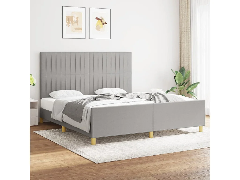 Lit double | Lit adulte | Cadre de lit gris clair 180x200 cm tissu