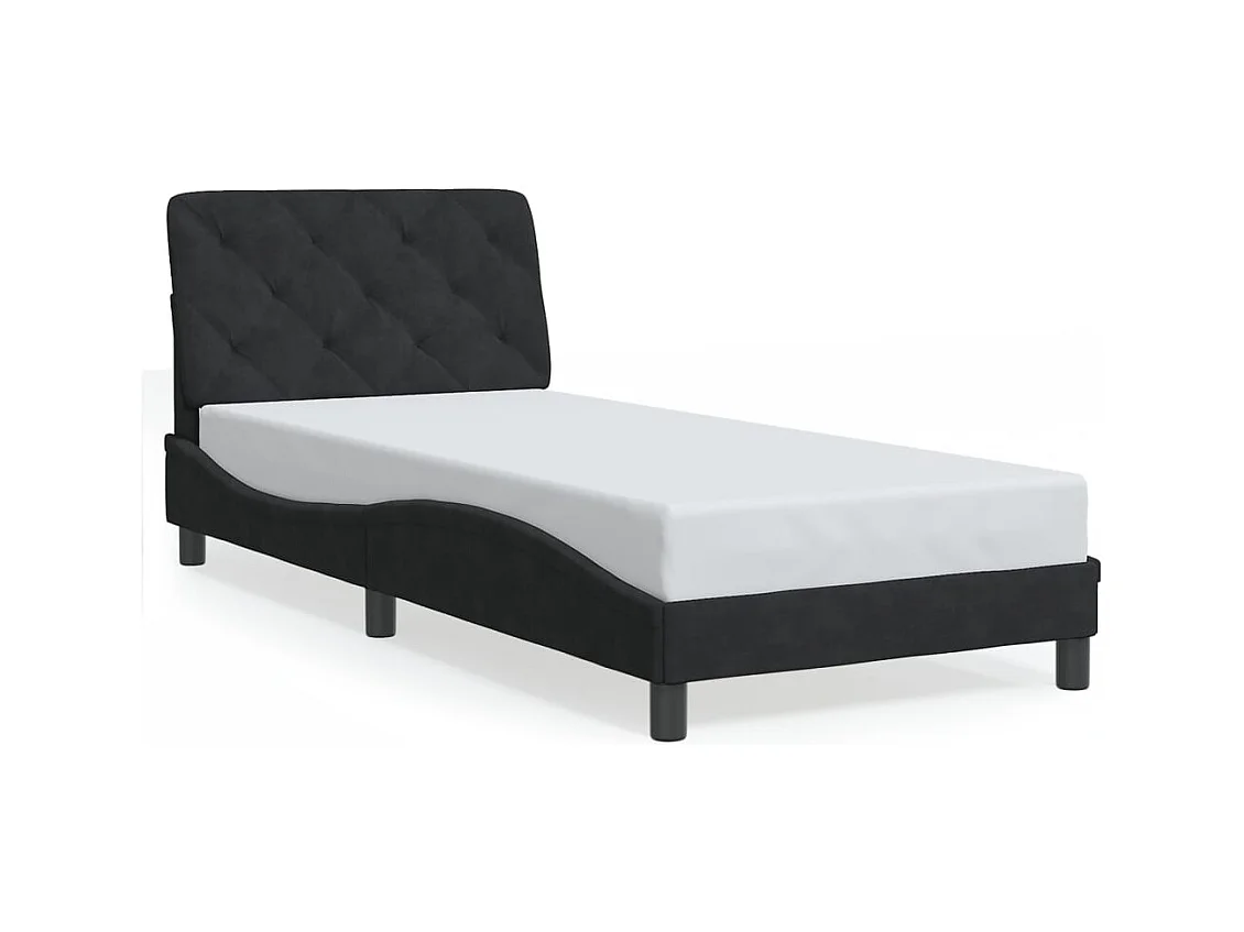 Lit simple | Lit adulte, enfant | Cadre de lit avec LED noir 90x190 cm velours