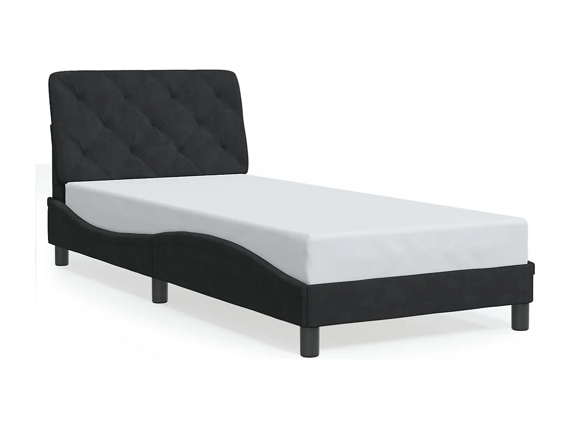 Lit simple | Lit adulte, enfant | Cadre de lit avec LED noir 90x190 cm velours