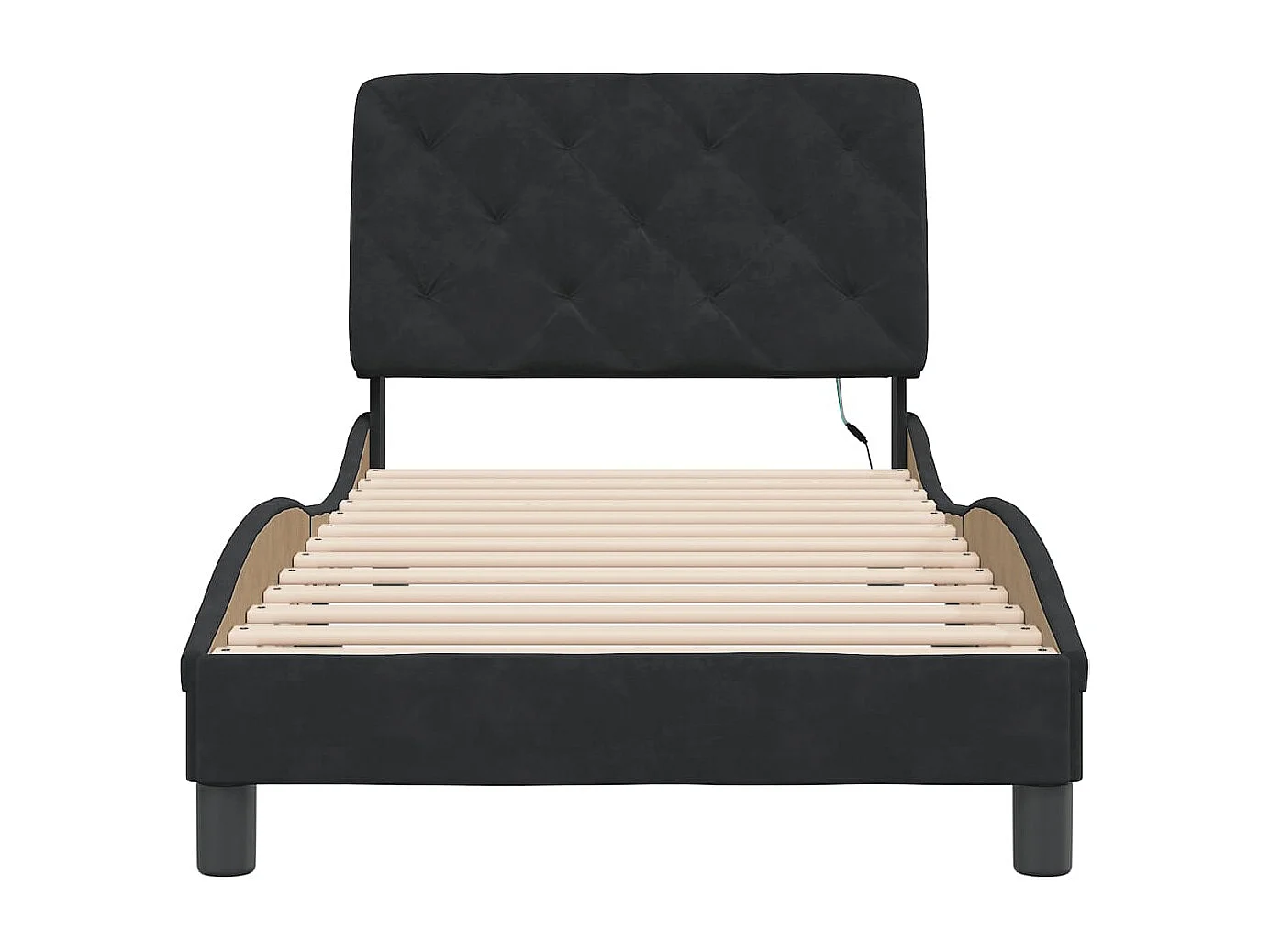 Lit simple | Lit adulte, enfant | Cadre de lit avec LED noir 90x190 cm velours