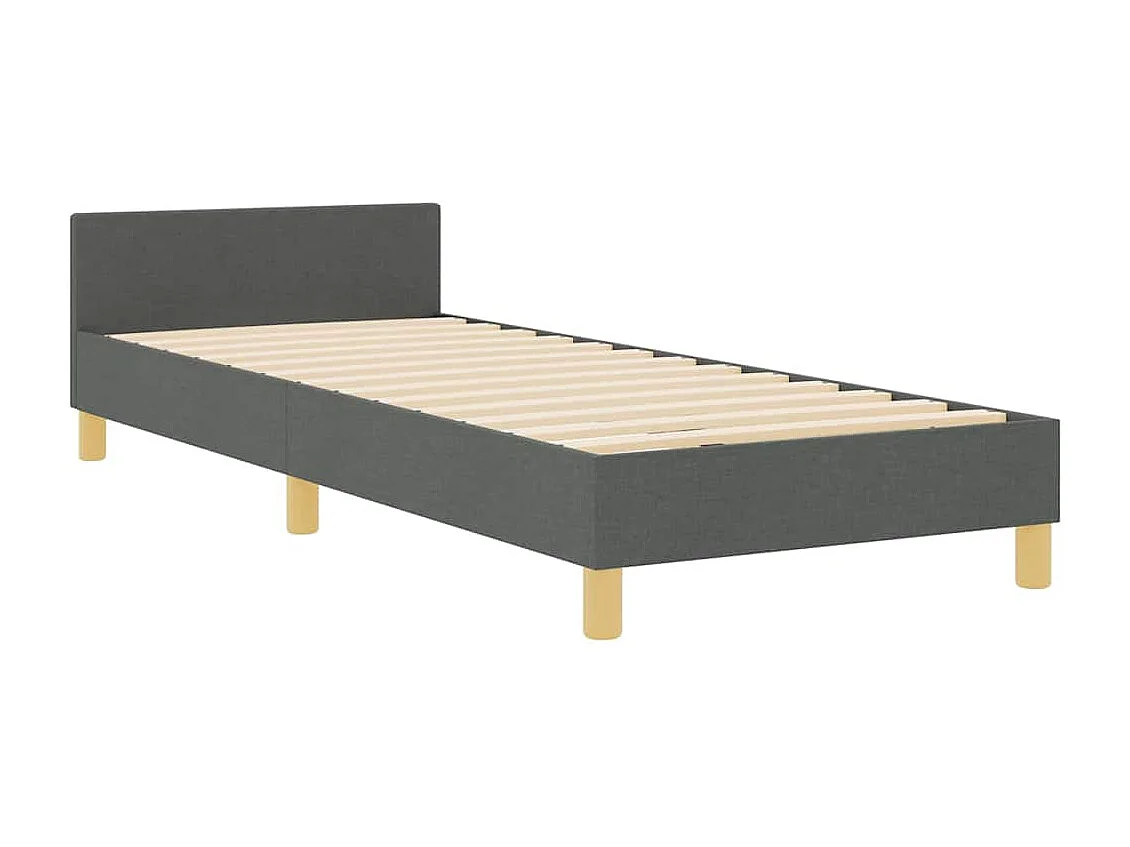 Lit simple | Lit adulte, enfant | Cadre de lit avec tête de lit Gris foncé 100x200 cm tissu