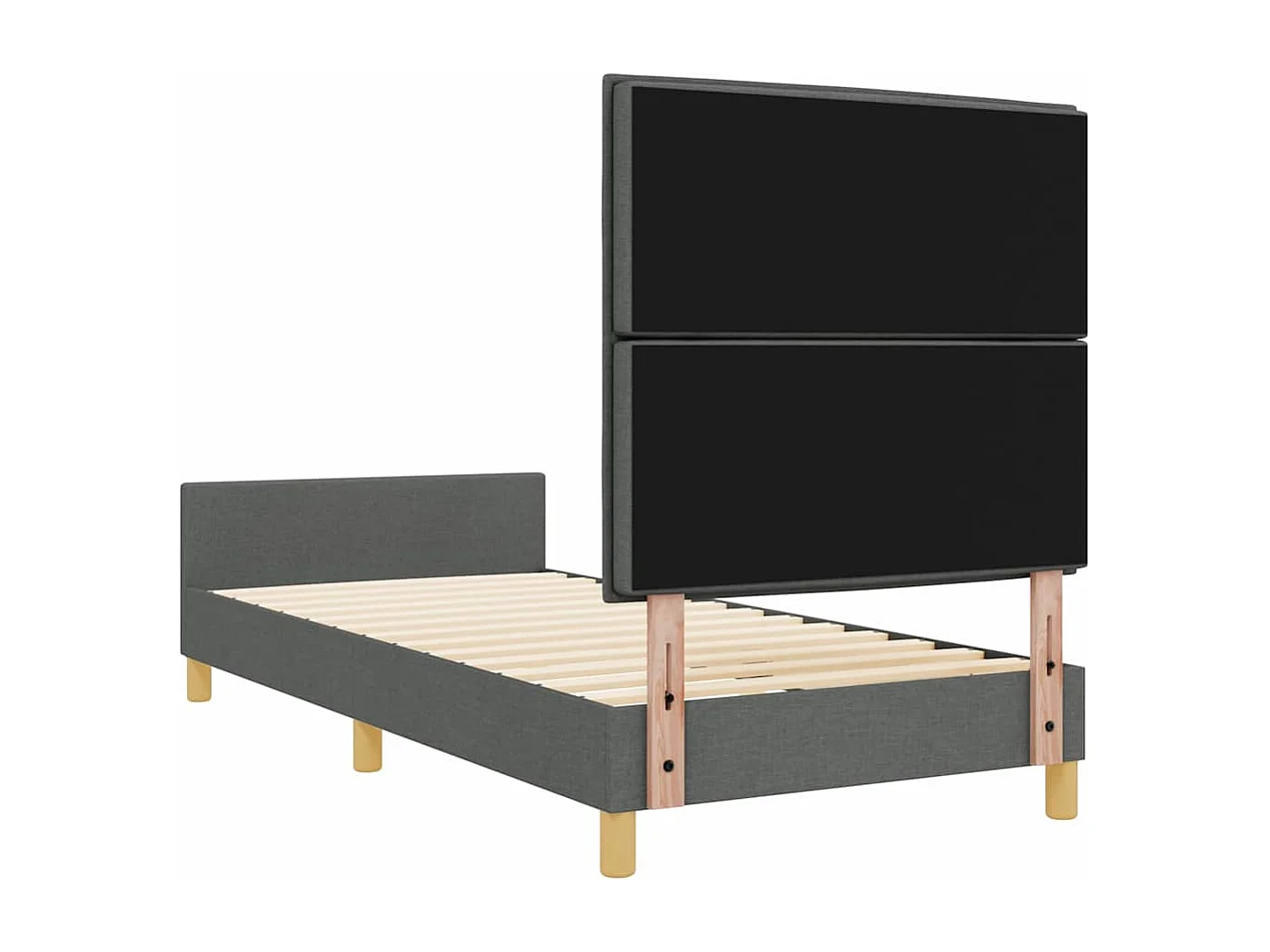 Lit simple | Lit adulte, enfant | Cadre de lit avec tête de lit Gris foncé 100x200 cm tissu