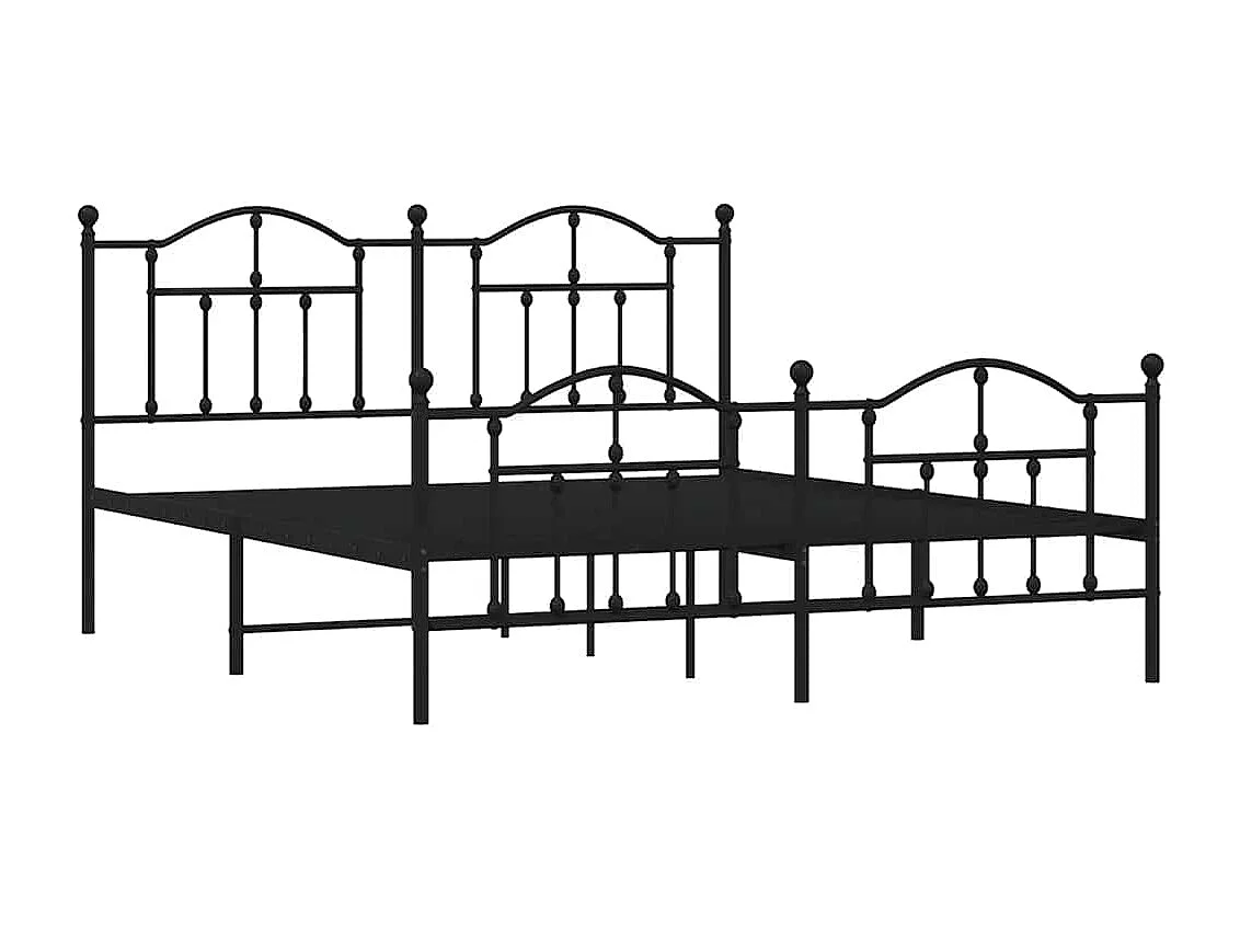 Lit double | Lit adulte | Cadre de lit métal avec pied de lit noir 183x213cm