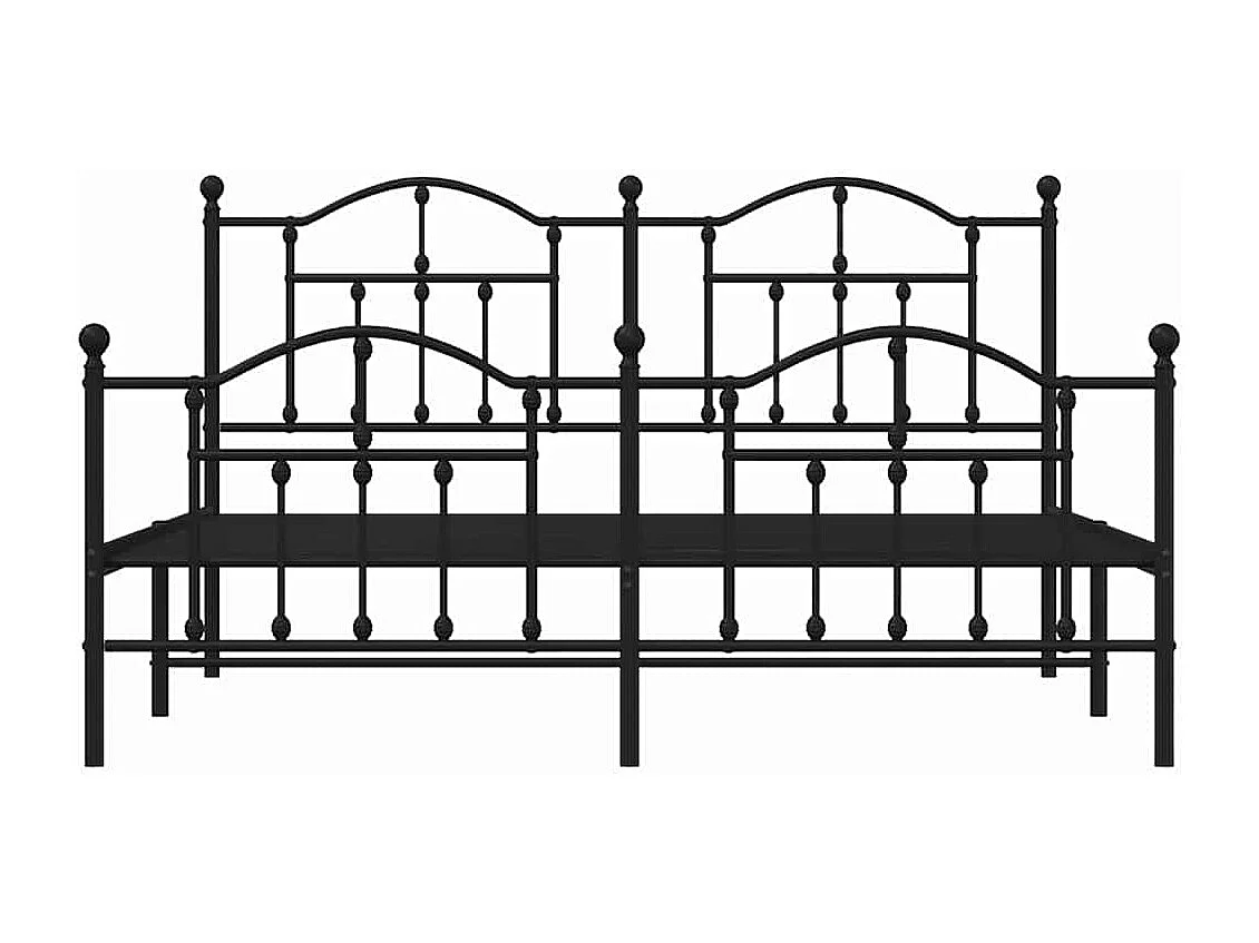 Lit double | Lit adulte | Cadre de lit métal avec pied de lit noir 183x213cm