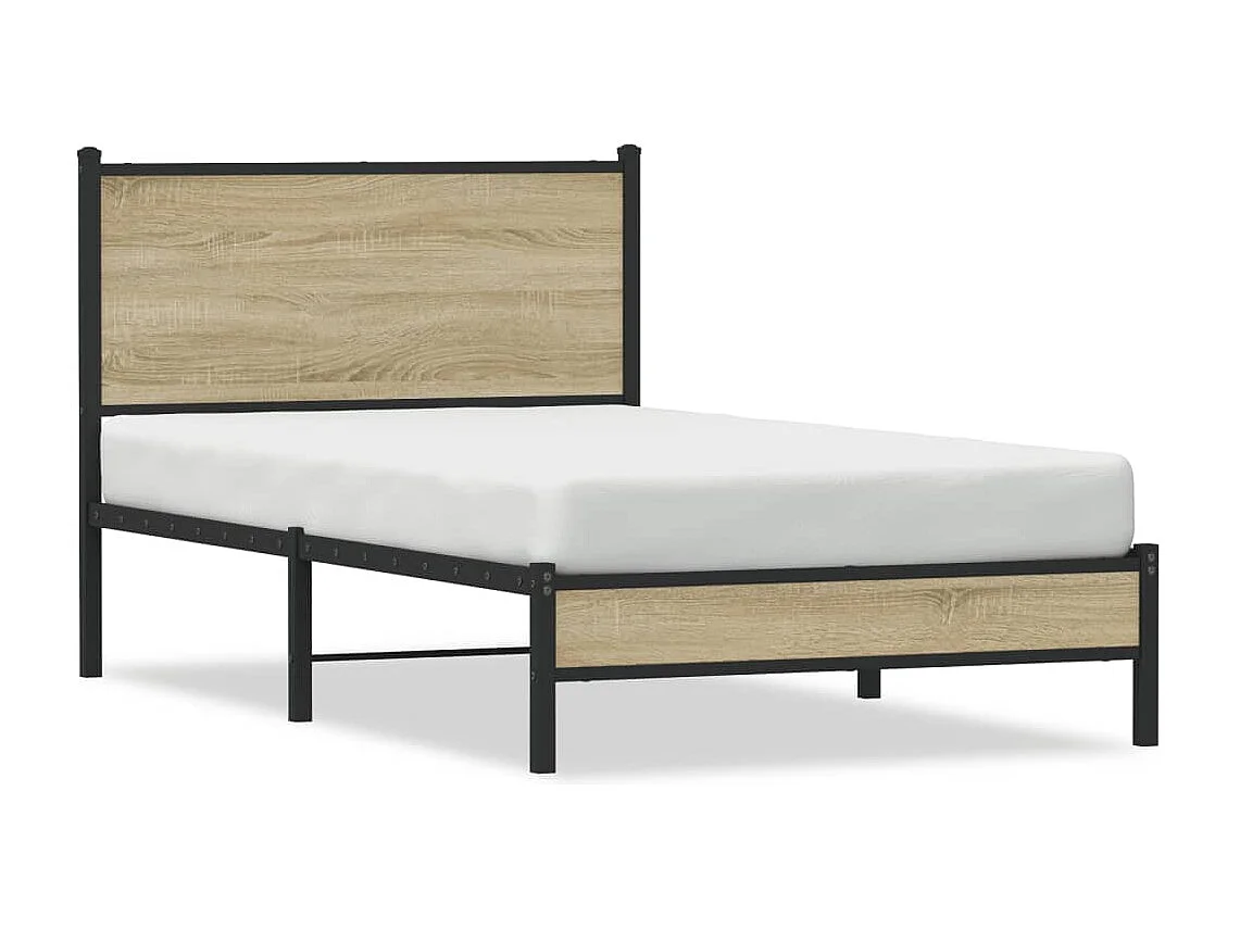 Lit simple | Lit adulte, enfant | Cadre de lit en métal chêne sonoma 100x200 cm