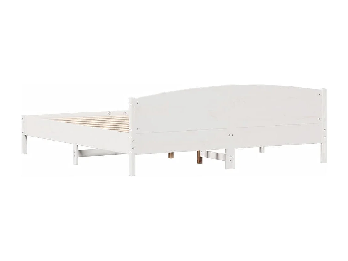 Lit double | Lit adulte | Cadre de lit blanc 200x200 cm bois massif de pin