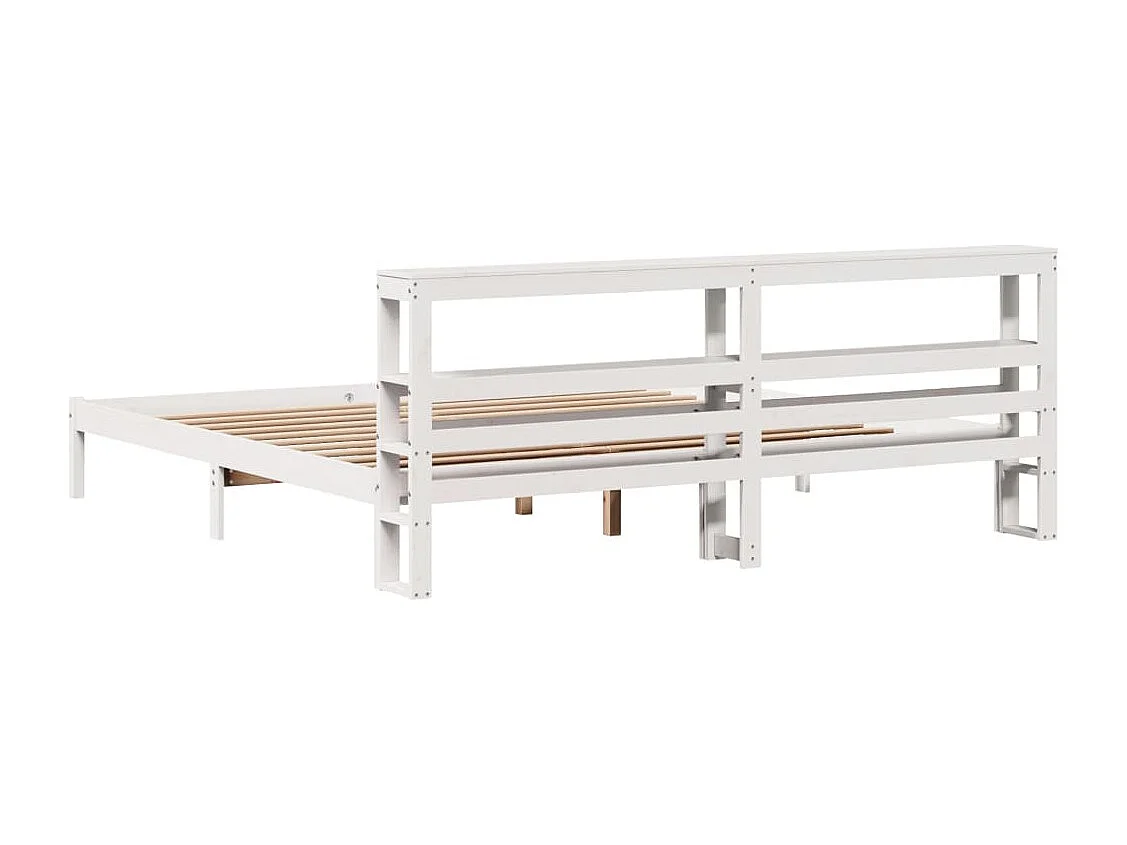 Lit double | Lit adulte | Cadre de lit blanc 180x200 cm bois massif de pin