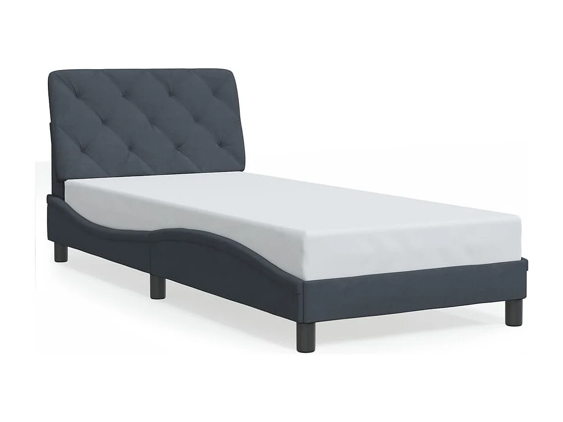 Lit simple | Lit adulte, enfant | Cadre de lit avec LED gris foncé 90x190 cm velours