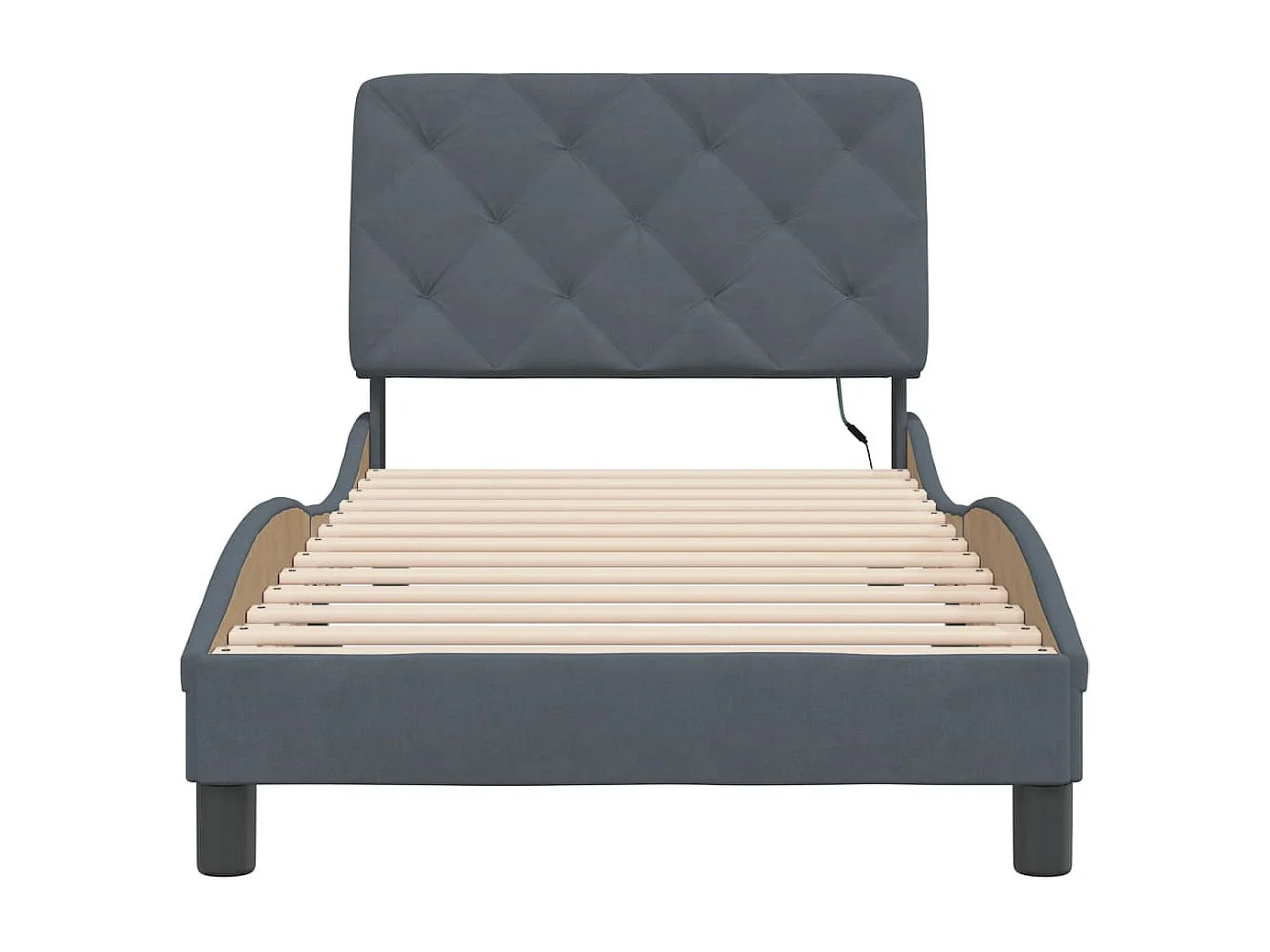 Lit simple | Lit adulte, enfant | Cadre de lit avec LED gris foncé 90x190 cm velours