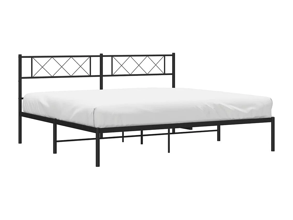Lit double | Lit adulte | Cadre de lit métal et tête de lit noir 180x200 cm