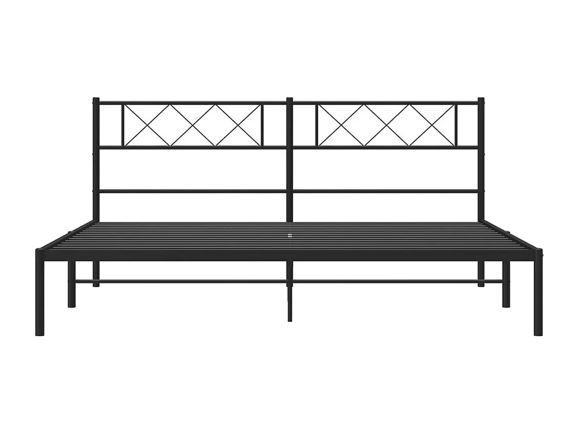 Lit double | Lit adulte | Cadre de lit métal et tête de lit noir 180x200 cm