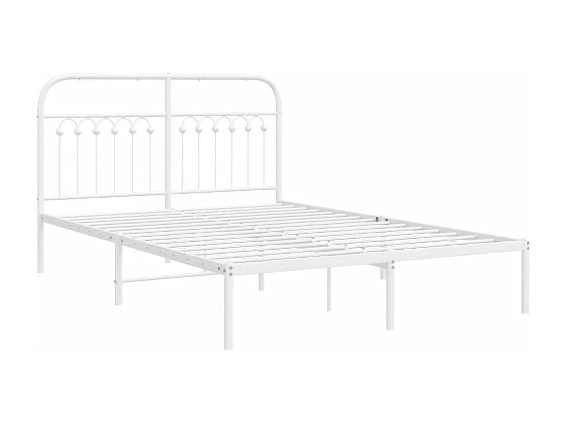 Lit double | Lit adulte | Cadre de lit métal et tête de lit blanc 140x190 cm