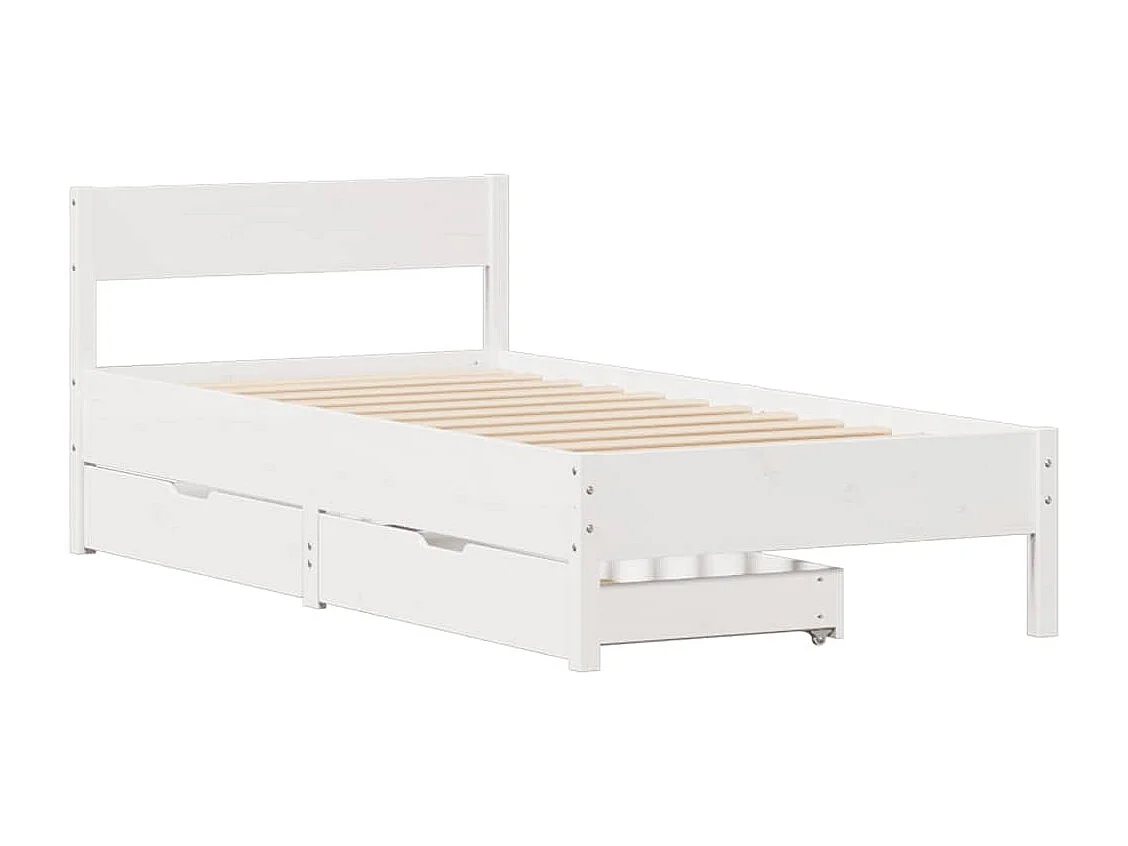 Lit simple | Lit adulte, enfant | Cadre de lit blanc 90x200 cm bois de pin massif