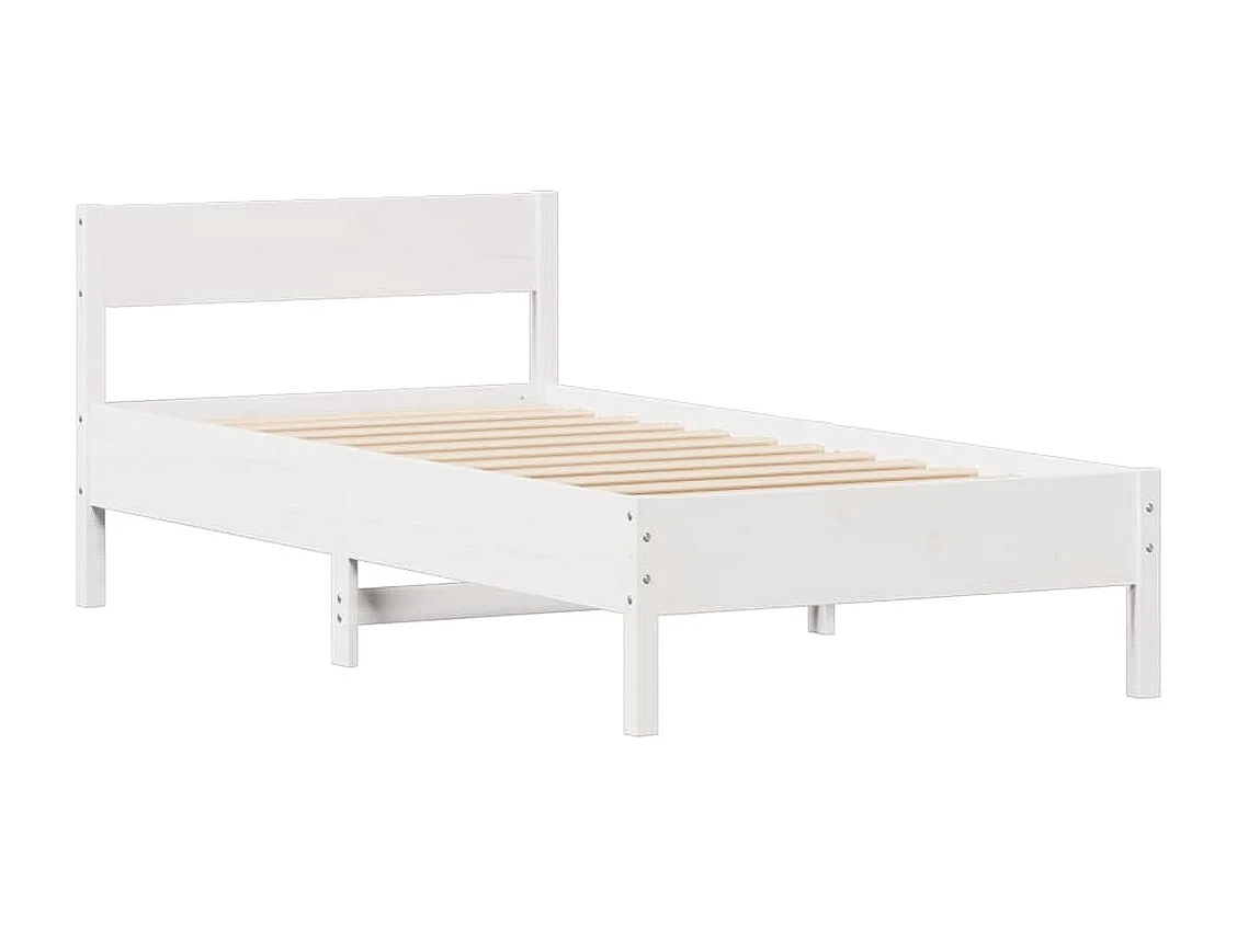 Lit simple | Lit adulte, enfant | Cadre de lit blanc 90x200 cm bois de pin massif