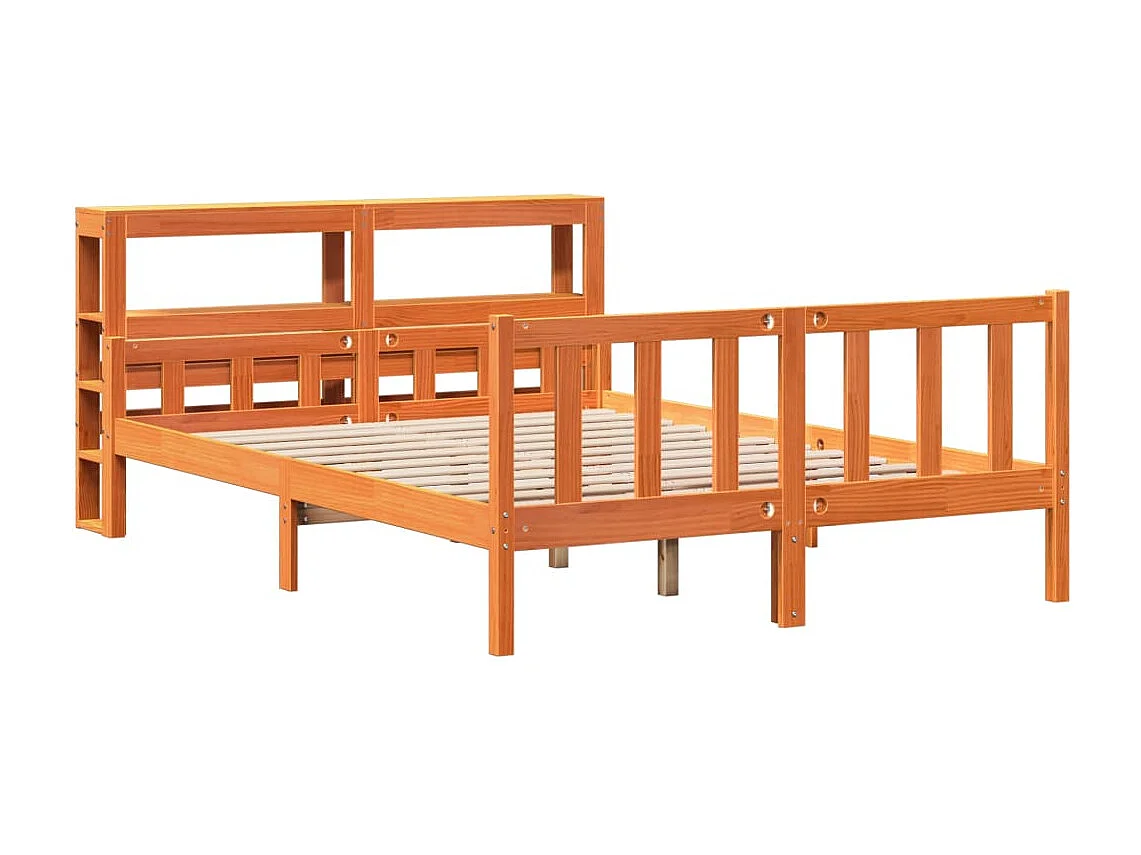 Lit double | Lit adulte | Cadre de lit et tête de lit cire marron 150x200 cm
