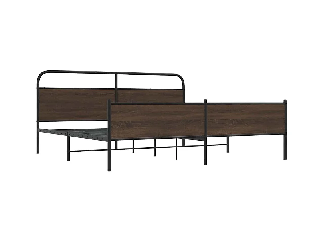 Letto per adulti | Letto matrimoniale | Giroletto senza Materaso in Metallo Rovere Marrone 200x200 cm