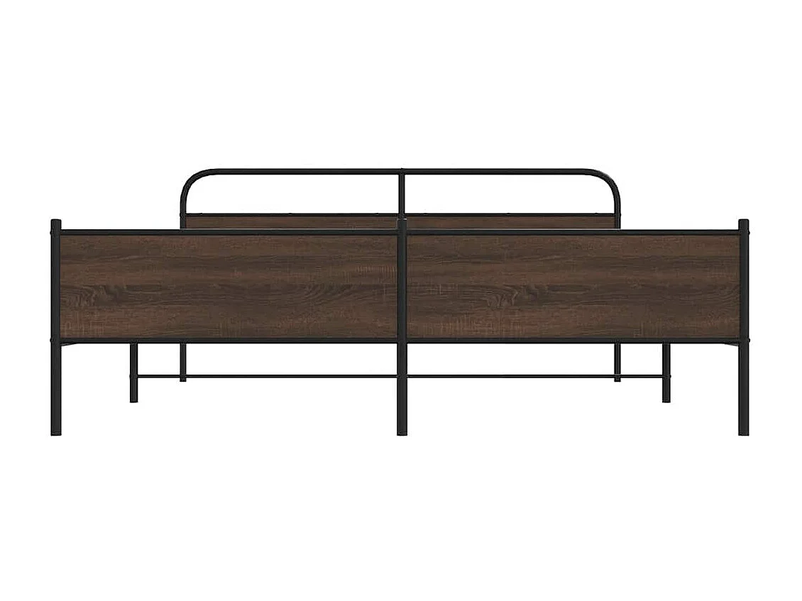 Letto per adulti | Letto matrimoniale | Giroletto senza Materaso in Metallo Rovere Marrone 200x200 cm