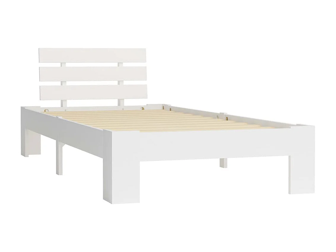 Lit simple | Lit adulte, enfant | Cadre de lit blanc bois de pin massif 100x200 cm