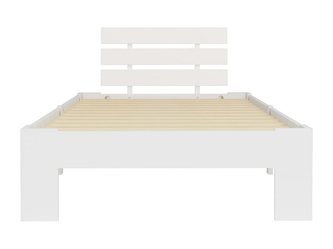 Lit simple | Lit adulte, enfant | Cadre de lit blanc bois de pin massif 100x200 cm