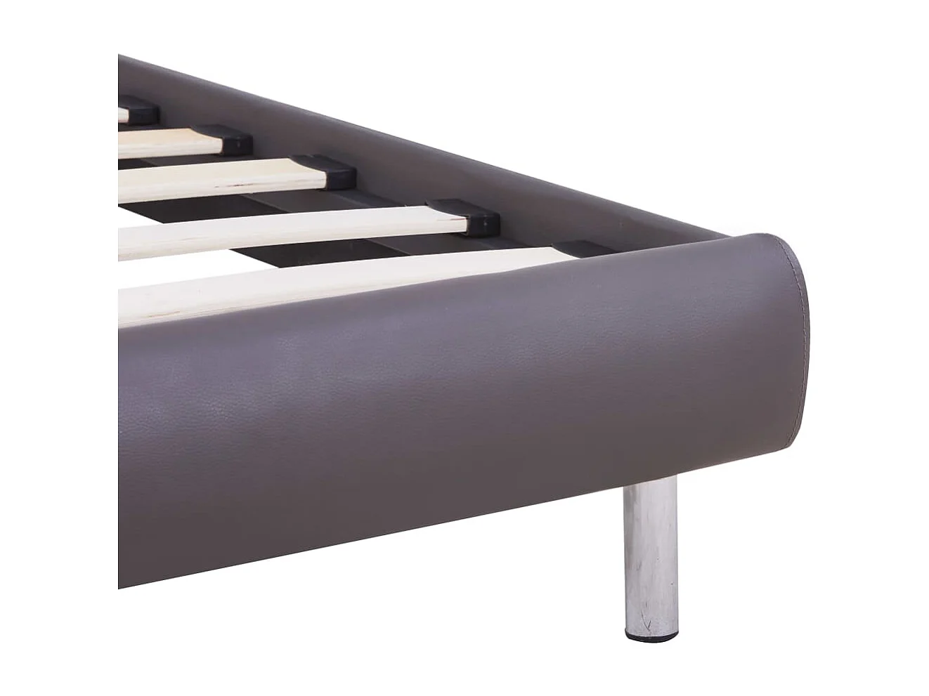 Lit simple | Lit adulte, enfant | Cadre de lit avec LED gris similicuir 90x200 cm