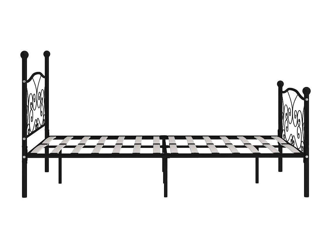 Lit simple | Lit adulte, enfant | Cadre de lit et sommier à lattes Noir Métal 120x200 cm