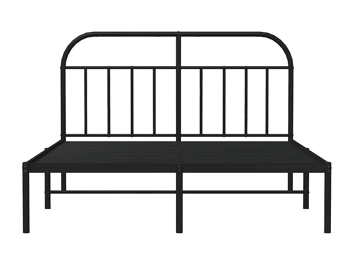 Lit double | Lit adulte | Cadre de lit métal avec tête de lit noir 135x190cm