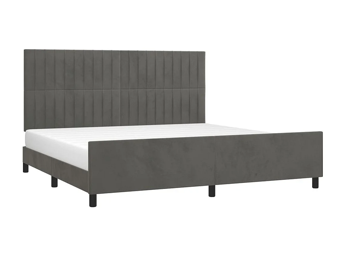 Lit double | Lit adulte | Cadre de lit gris foncé 200x200 cm velours