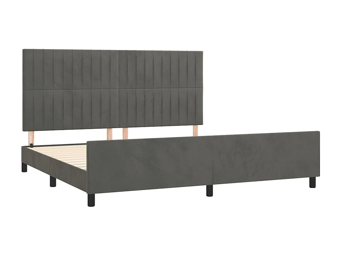Lit double | Lit adulte | Cadre de lit gris foncé 200x200 cm velours