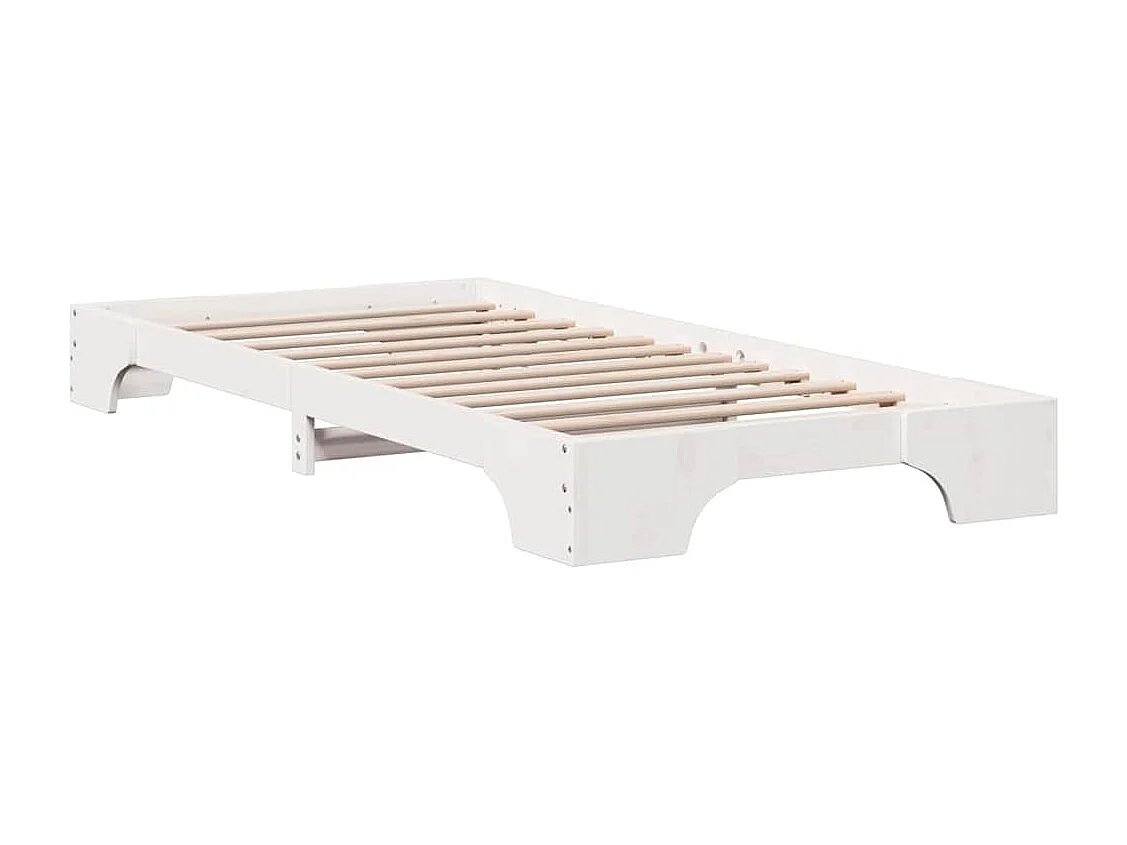 Lit simple | Lit adulte, enfant | Cadre de lit Blanc 75x190 cm en bois massif