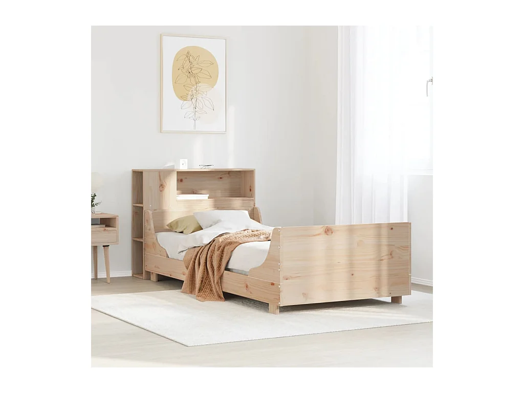 Letto per adulti | Letto singolo | Giroletto senza Materasso 100x200 cm in Legno Massello di Pino