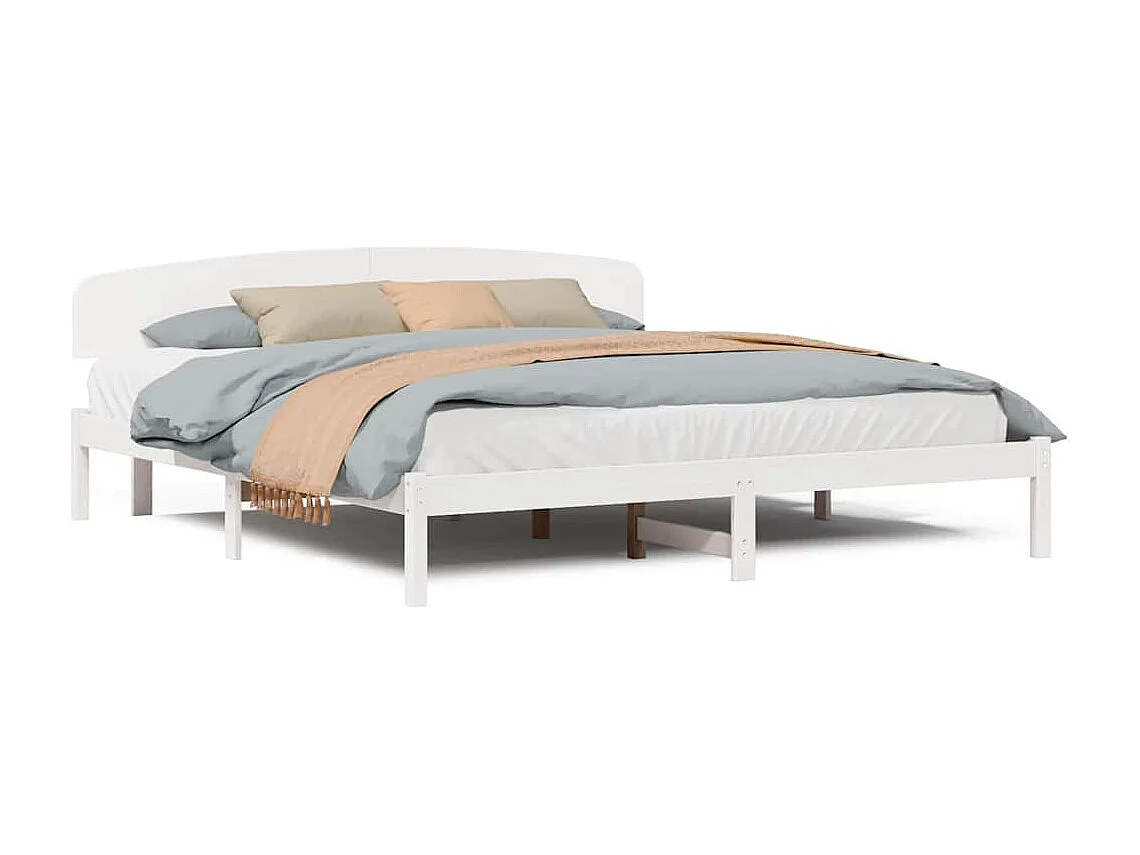 Lit double | Lit adulte | Cadre de lit Blanc 200x200 cm Bois de pin massif