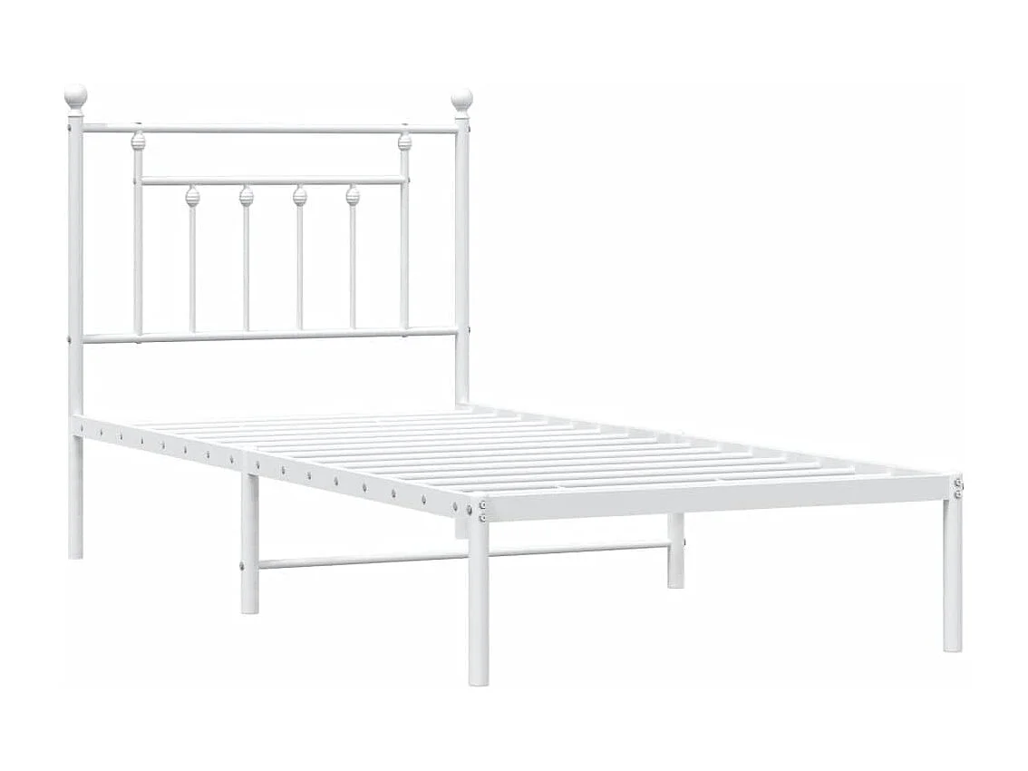 Lit simple | Lit adulte, enfant | Cadre de lit métal avec tête de lit blanc 90x190cm